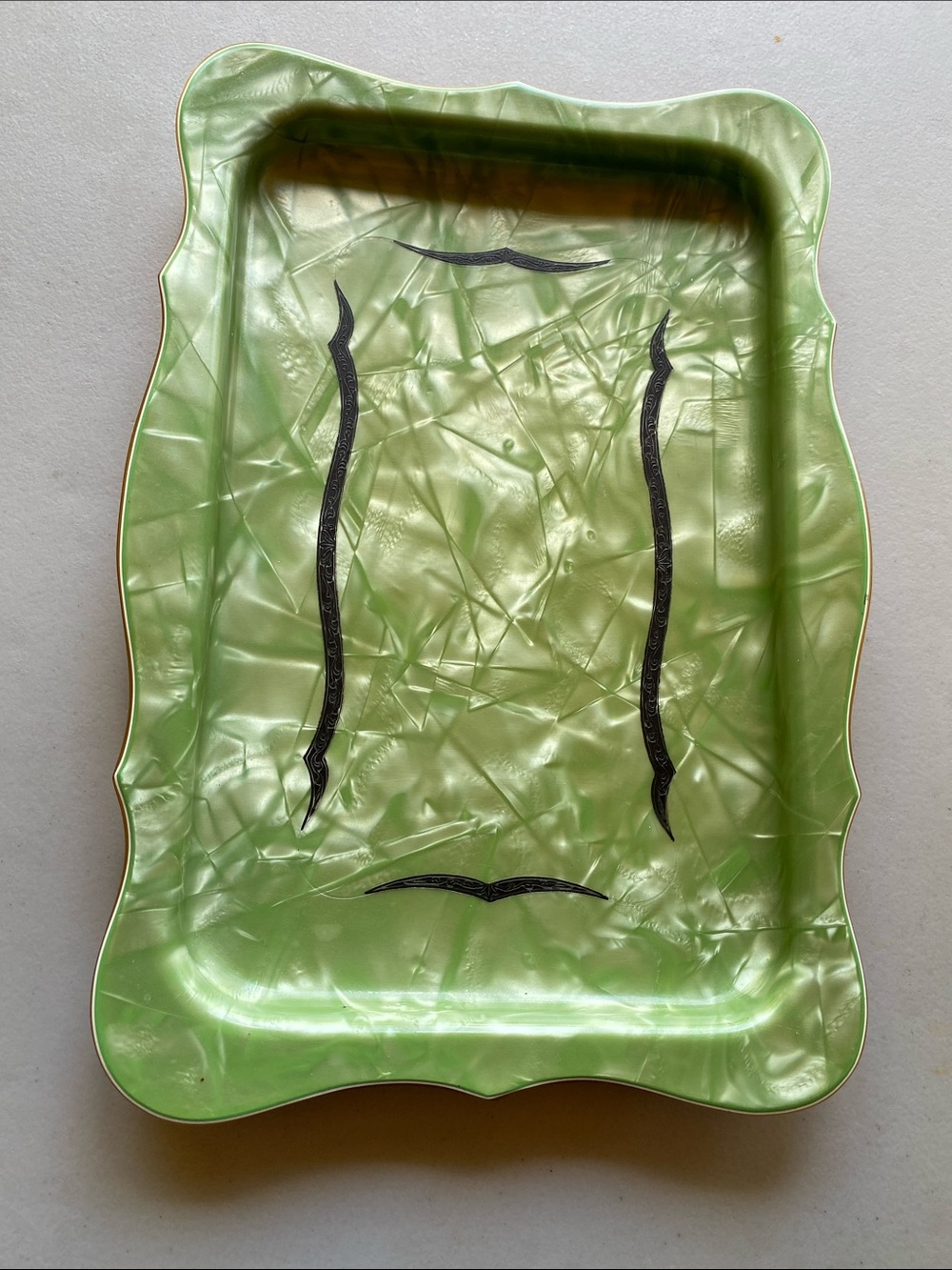 Vintage Green Marbled Decorative Tray